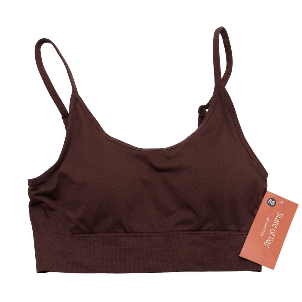 State of Day Intimates X Small Seamless Bralette Bra Women's Misu Tira Brown New